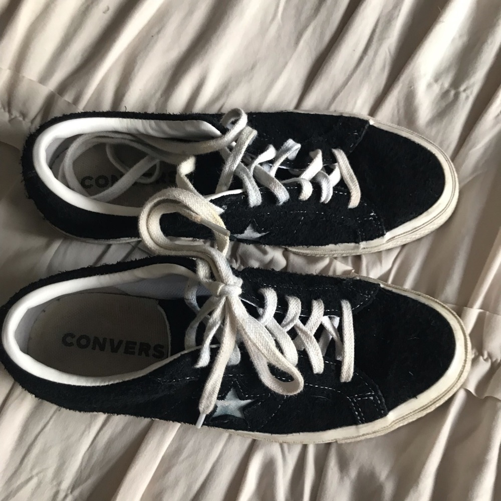 Converse All Stars, black suede, white rubber soles, vintage Size 7-7.5 - Picture 5 of 5